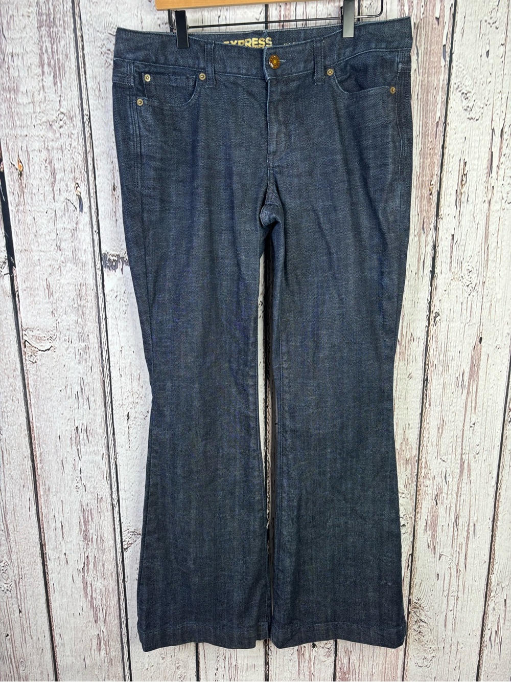 2009 Express Jeans Size 10R Eva Fit & Flare Dark Wash Mid Rise Late Y2K Denim